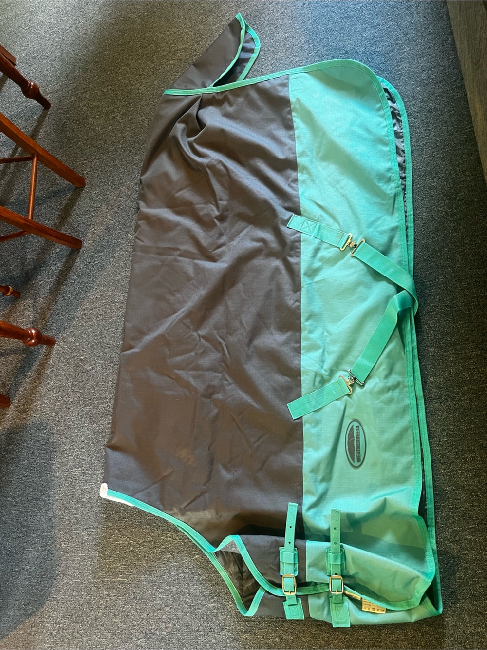 Weatherbeeta 72” Medium Turnout Horse Blanket 1200D grey/teal